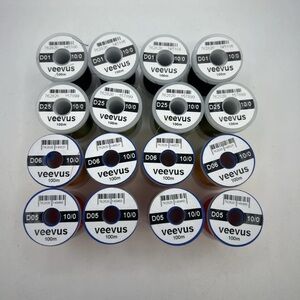 VEEVUS 10/0,THREAD Fly Tying & Jig Material Spool Thin D01/25/05/06 16pc